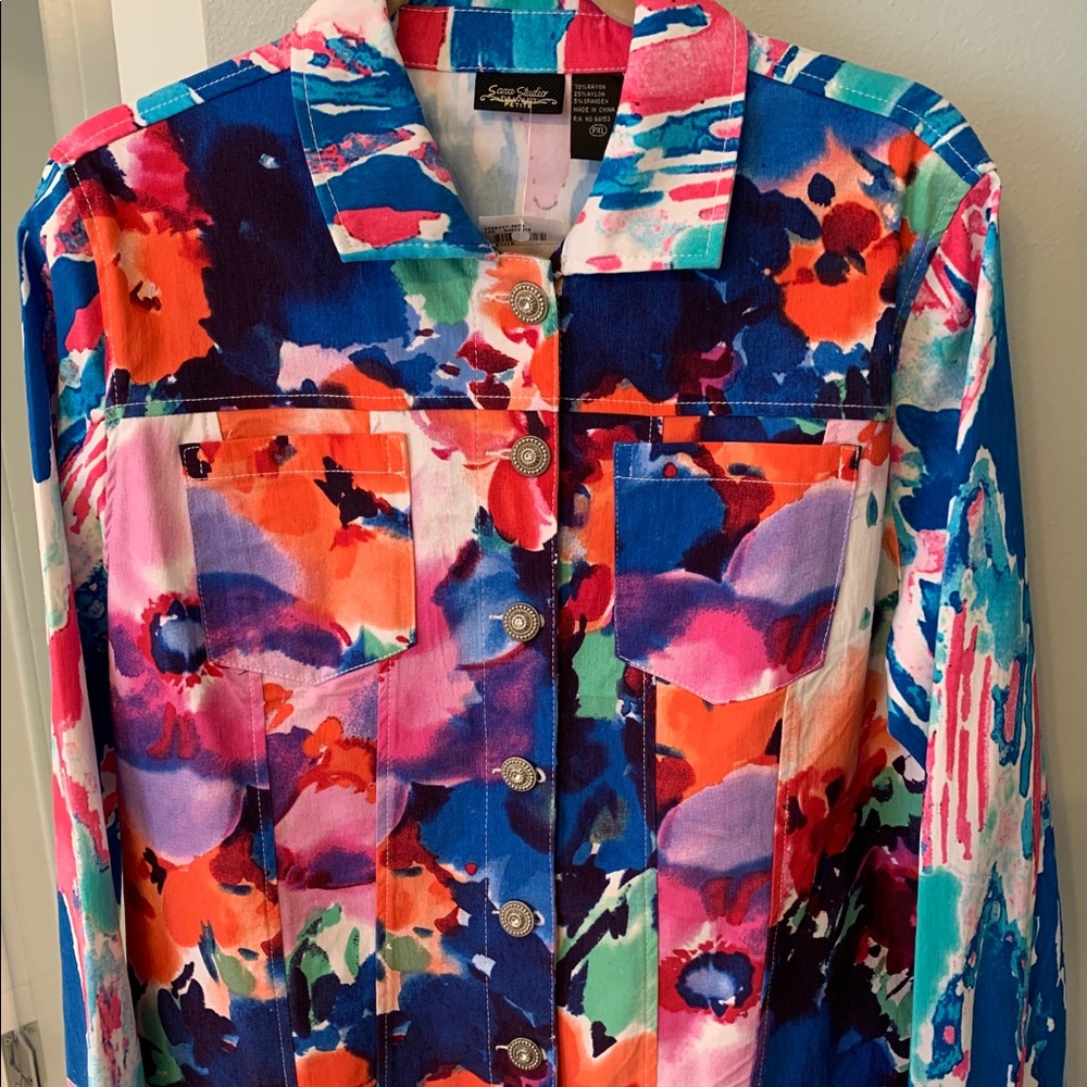 Sara Studio Water Colors XLP stretch Jacket, NWT